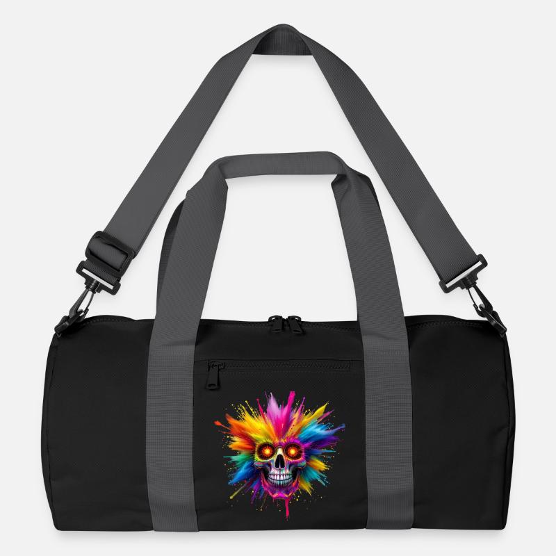 Bunter Totenkopf mit Farbexplosion Recycelte Duffel Bag