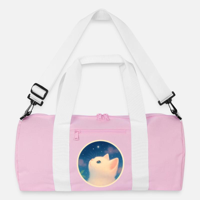 Verträumtes Kätzchen unter einem Sternenhimmel Recycelte Duffel Bag