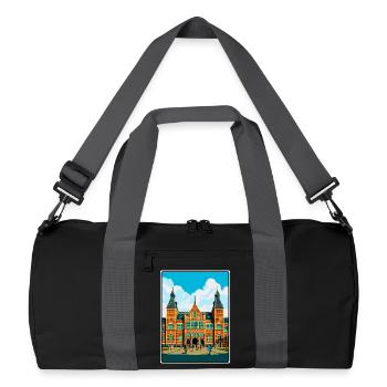 Paysage urbain de l’affiche de voyage du Rijksmuseum Pays-Bas - Sac de sport recyclé - noir/gris graphite - Devant