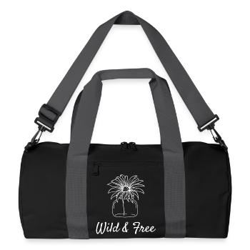 Wild & Free Floral Illustration - Recycled Duffel Bag - black/graphite grey - Front