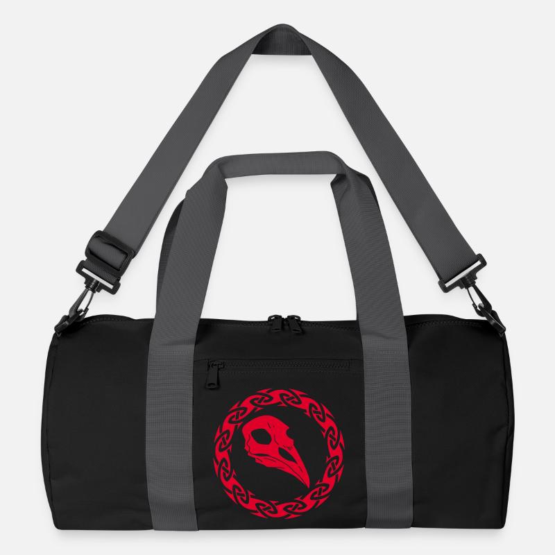 Roter Wikinger Rabe Schädel Recycelte Duffel Bag