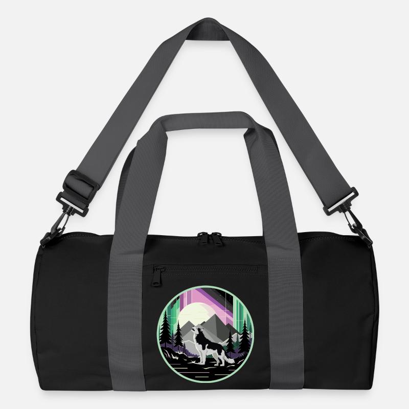 Siberian Husky mit Polarlicht Recycelte Duffel Bag