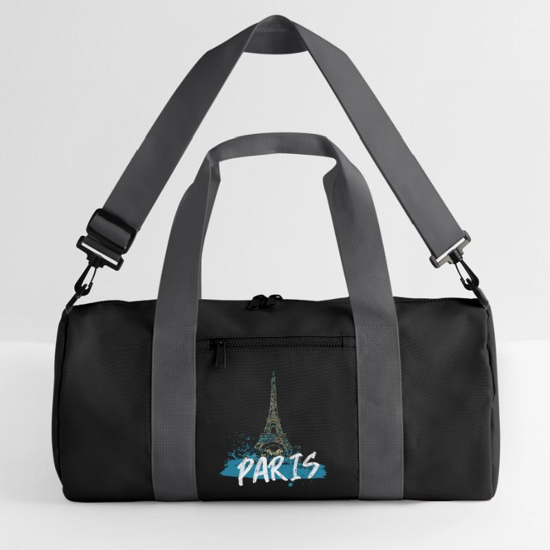 Paris Eiffel Tower with Calligraphy Recycled Duffel Bag