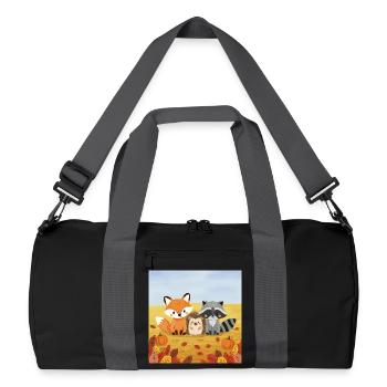 Autumnal forest animal trio - Recycled Duffel Bag - black/graphite grey - Front