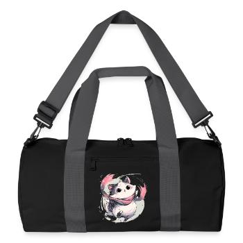Cuddly kitten with pink scarf - Recycled Duffel Bag - black/graphite grey - Front