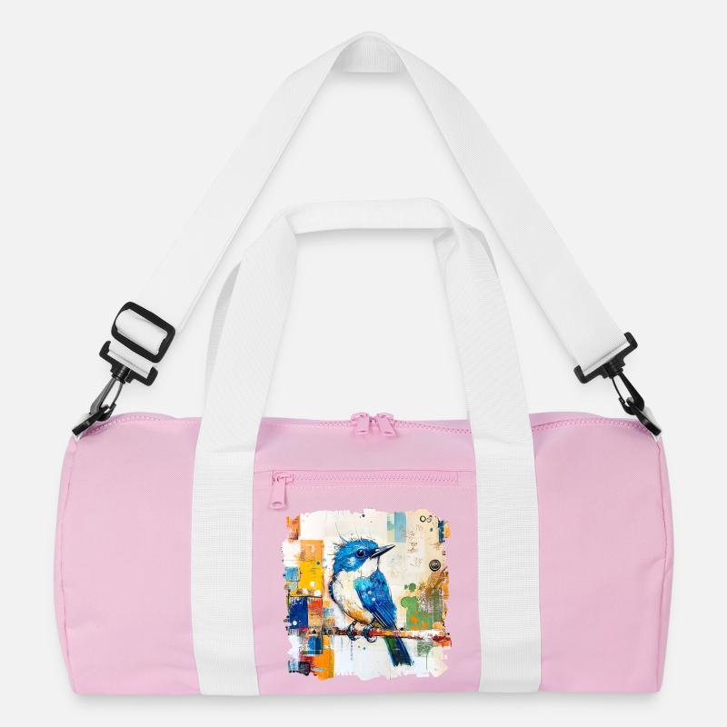 Blauer Vogel im Farbblock-Abstract Recycelte Duffel Bag