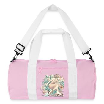 Schlittschuhlaufen Frau Art Nouveau Geschenk - Recycelte Duffel Bag - Rosa/Weiß - Vorne