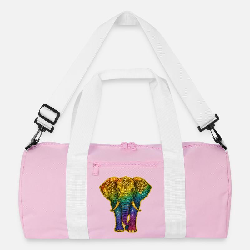 Regenbogen Elefant mit Goldmuster Recycelte Duffel Bag