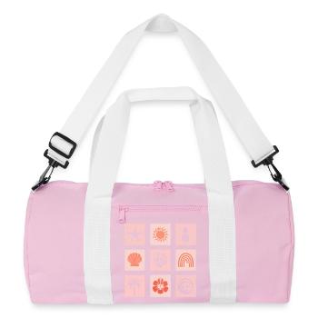 Nature Stamps Collage - Recycled Duffel Bag - pink/white - Front