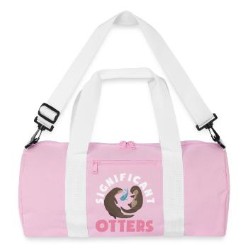Sea Otter Cartoon Otter - Recycled Duffel Bag - pink/white - Front