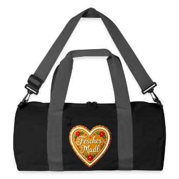 Fesches Madl Lebkuchenherz Bayern Tracht Volksfest - Recycelte Duffel Bag - Schwarz/Graphitgrau - Vorne