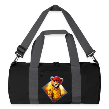 Petit lion à bonnet rouge - Sac de sport recyclé - noir/gris graphite - Devant
