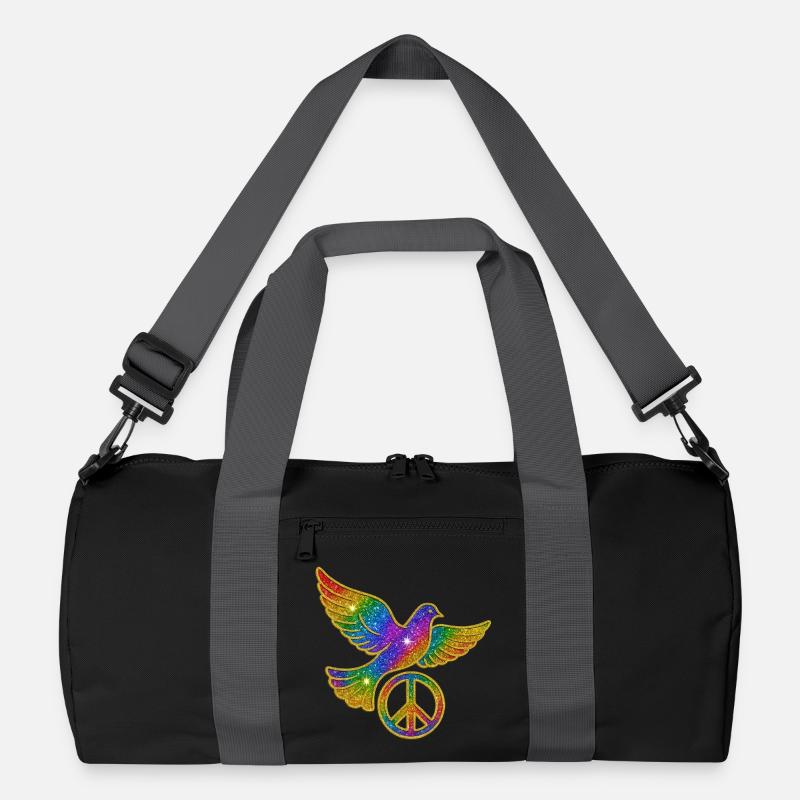 Regenbogen Friedenstaube mit Friedenszeichen Recycelte Duffel Bag