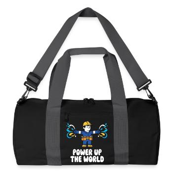 Power Up Die Welt Arbeiter - Recycelte Duffel Bag - Schwarz/Graphitgrau - Vorne