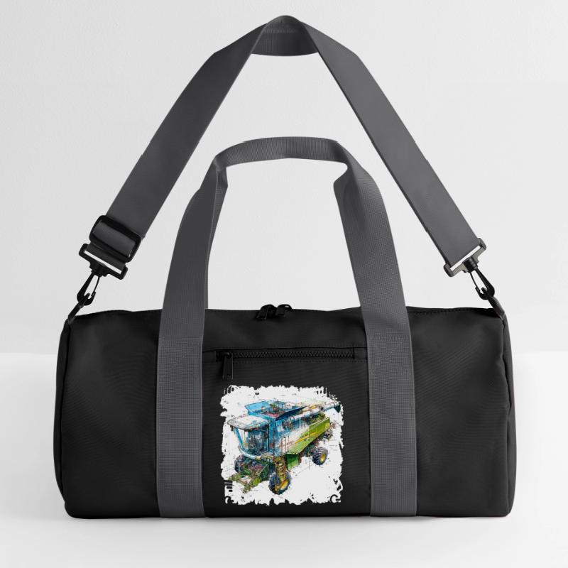 Colored Blueprint Threshing Machine, CAD Design Recycled Duffel Bag