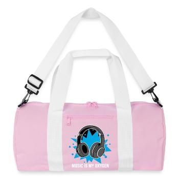 Musik ist mein Sauerstoff – Kopfhörer-Vibes - Recycelte Duffel Bag - Rosa/Weiß - Vorne