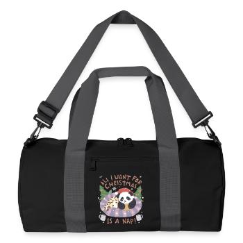 Panda-Weihnachtsschlaf im Wagen - Recycelte Duffel Bag - Schwarz/Graphitgrau - Vorne