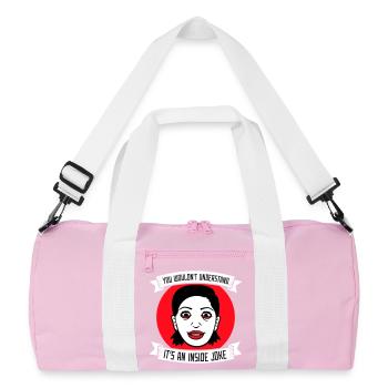 You Wouldn't Understand It's An Inside Joke Spruch - Recycelte Duffel Bag - Rosa/Weiß - Vorne