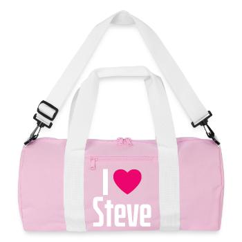 I Love Steve Pinkes Herz Ich liebe Steve - Recycelte Duffel Bag - Rosa/Weiß - Vorne