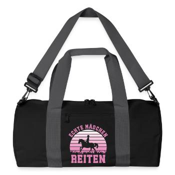 Pferde Reiterin Frauen Echte Mädchen Reiten  - Recycelte Duffel Bag - Schwarz/Graphitgrau - Vorne
