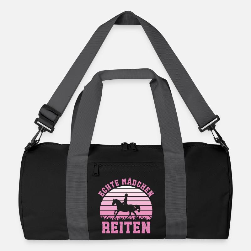 Pferde Reiterin Frauen Echte Mädchen Reiten  - Recycelte Duffel Bag - Schwarz/Graphitgrau