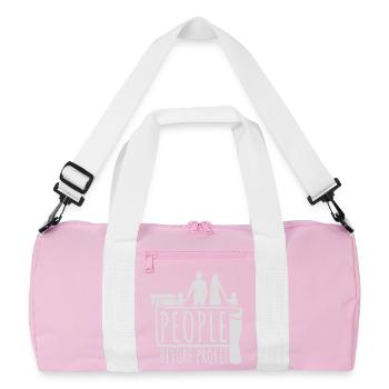 People Before Profit Activism Justice Logo - Recycled Duffel Bag - pink/white - Front