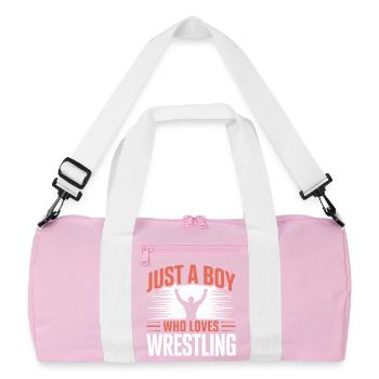 Juste un garçon qui aime la lutte - Sac de sport recyclé - rose/blanc - Devant