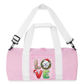 Bichon Frisé Love Chien de Noël Cadeau de Noël mignon - Sac de sport recyclé - rose/blanc - Devant