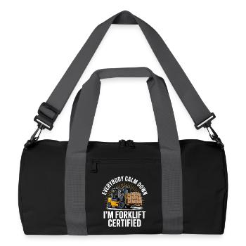 Forklift Certified Humorvolles Gabelstapler-Design - Recycelte Duffel Bag - Schwarz/Graphitgrau - Vorne