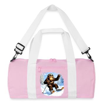 Affen Ski / Skifahrer Affe - Recycelte Duffel Bag - Rosa/Weiß - Vorne