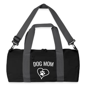 Cœur de maman de chien avec patte - Cadeau de maman de chien - Sac de sport recyclé - noir/gris graphite - Devant