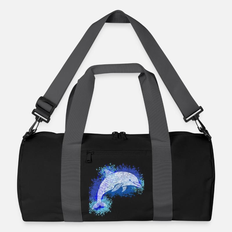 Zentangle-Delfin - Recycelte Duffel Bag - Schwarz/Graphitgrau