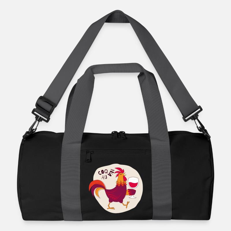 Coq au Vin Hahn mit Wein - Recycelte Duffel Bag - Schwarz/Graphitgrau