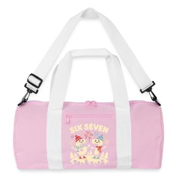67 Six Seven Basketball Meme Gen Alpha Lustig - Recycelte Duffel Bag - Rosa/Weiß - Vorne