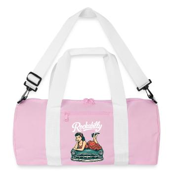 Rockabilly Oldtimer Auto Pin Up Retro Geschenk - Recycelte Duffel Bag - Rosa/Weiß - Vorne
