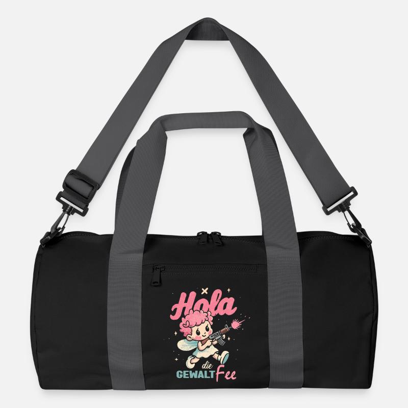 Hallo Gewaltfee - Pinker Engel mit Waffe Recycelte Duffel Bag