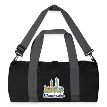 Manchester Skyline Rathaus Beetham Tower Kunst - Recycelte Duffel Bag - Schwarz/Graphitgrau - Vorne