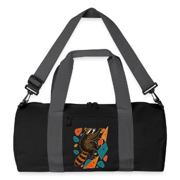Bouldern Waschbär Klettern Motivation Geschenk - Recycelte Duffel Bag - Schwarz/Graphitgrau - Vorne