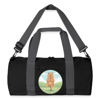 Art de la pleine conscience en posture zen capybara yoga - Sac de sport recyclé - noir/gris graphite - Devant