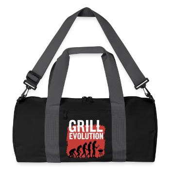 Grill Evolution Lustiger Grillmeister Spruch - Recycelte Duffel Bag - Schwarz/Graphitgrau - Vorne