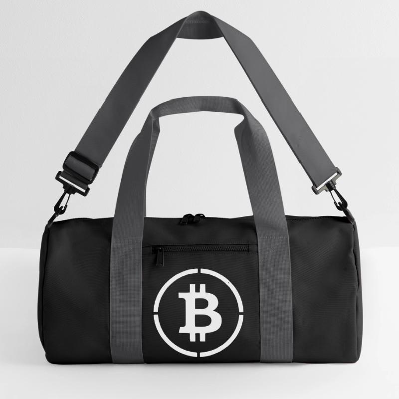 Bitcoin Logo B Symbol Stencil Vector Recycled Duffel Bag