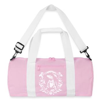 Heraldic iguana in a wreath of leaves - Recycled Duffel Bag - pink/white - Front