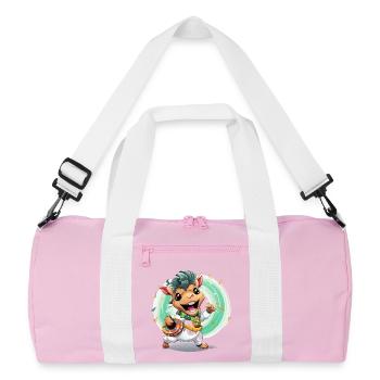 Kuh Trommler im Karneval - Recycelte Duffel Bag - Rosa/Weiß - Vorne