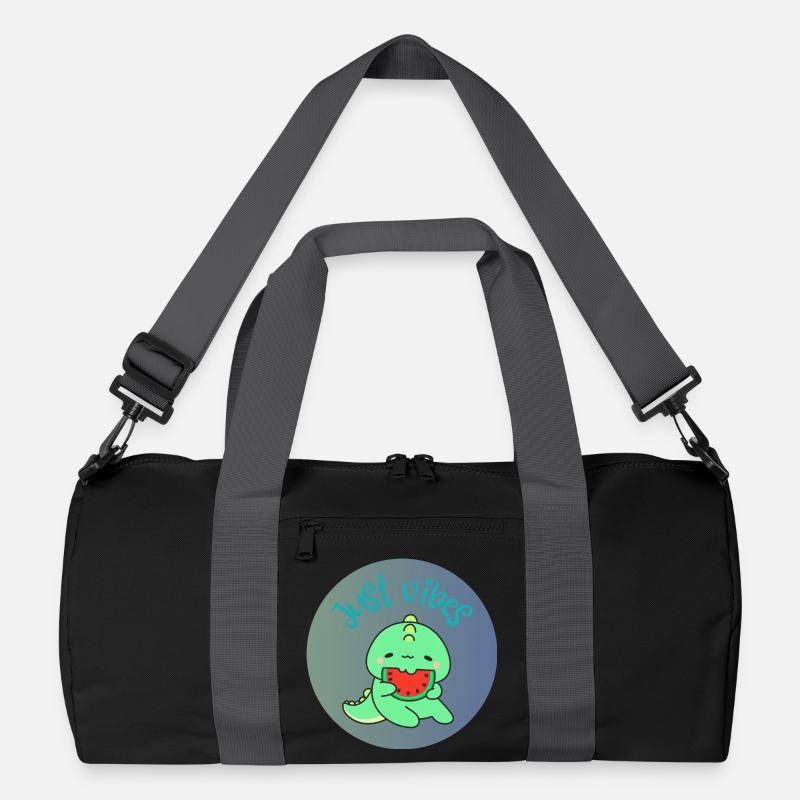 JUST VIBES – Dino - Recycelte Duffel Bag - Schwarz/Graphitgrau