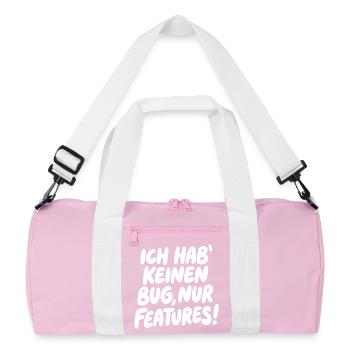 Ich hab keinen Bug, nur Features - Recycelte Duffel Bag - Rosa/Weiß - Vorne