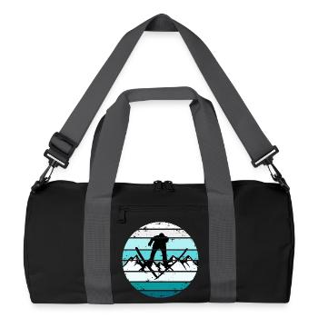 Ski Retro Sunset Skifahren Wintersport - Recycelte Duffel Bag - Schwarz/Graphitgrau - Vorne