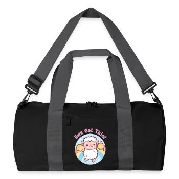 Süßes Schaf-Schaf hat dieses lustige motivierende Wortspiel bekommen - Recycelte Duffel Bag - Schwarz/Graphitgrau - Vorne
