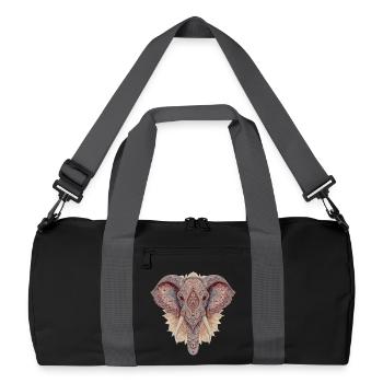 Delicate mandala elephant with feminine style - Recycled Duffel Bag - black/graphite grey - Front