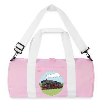 Locomotive à vapeur Locomotive ferroviaire Br01 - Sac de sport recyclé - rose/blanc - Devant