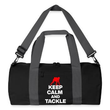 KEEP CALM AND TACKLE! FOOTBALL FAN GIFT USA rw - Recycled Duffel Bag - black/graphite grey - Front